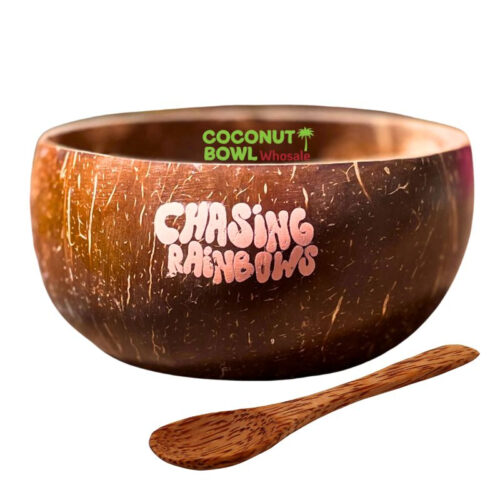 Coconut Bowl With Painted Lettering (NCB-0056)