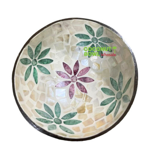 Coconut Bowls With Flower Shape Inlaid (DCB-0017)