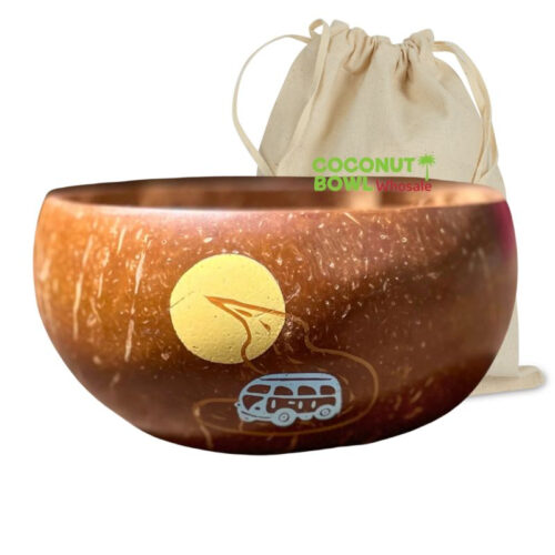 Hand Painted Natural Coconut Bowl Custom (NCB-0051)