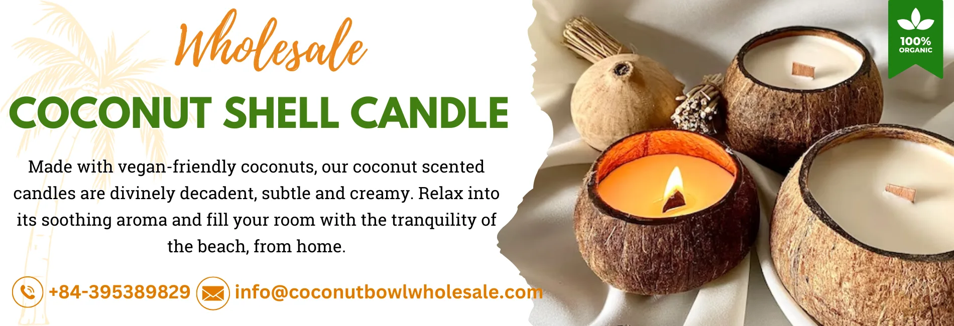 Coconut shell candle bowl wholesale, manufacture, bulk