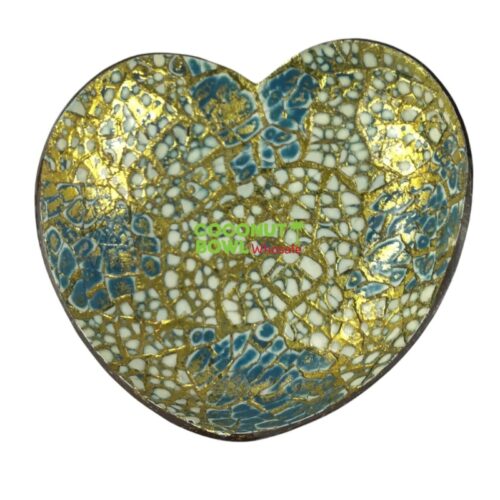 Coconut Bowl Eggshell Inlaid Heart Shape (DCB-0029)