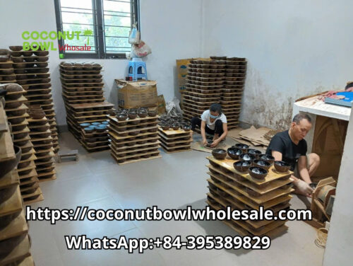 Our wholesale Lacquer Coconut Bowl production workshop