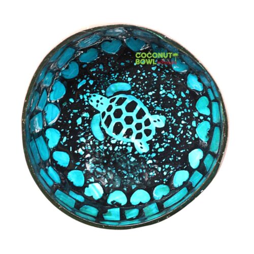 blue sea turtle mother of pearl coconut bowl, wholesale, bulk