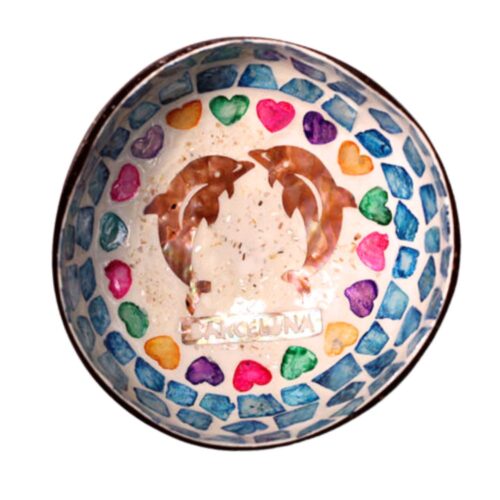 dophin design mother of pearl coconut bowl