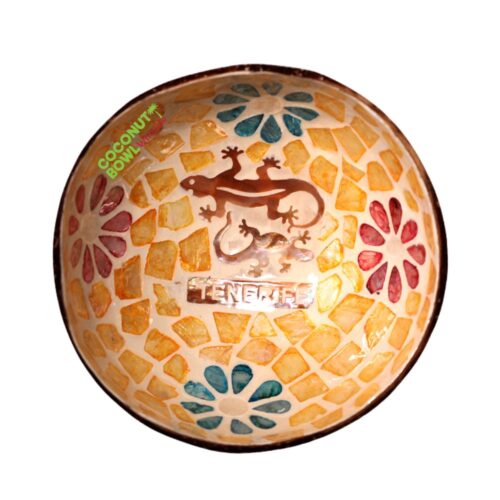 salamander and flower coconut bowl, mother of pearl coconut bowl, wholesale, bulk