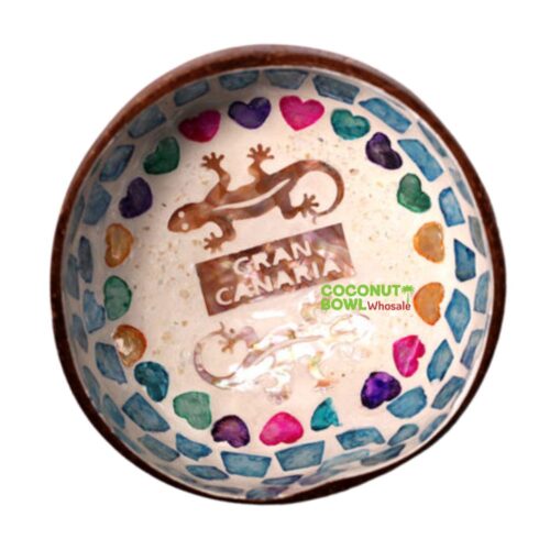 salamander motif mother of pearl coconut bowl, wholesale, bulk
