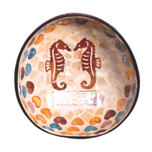 seahorse mother of pearl coconut bowl, wholesale, bulk