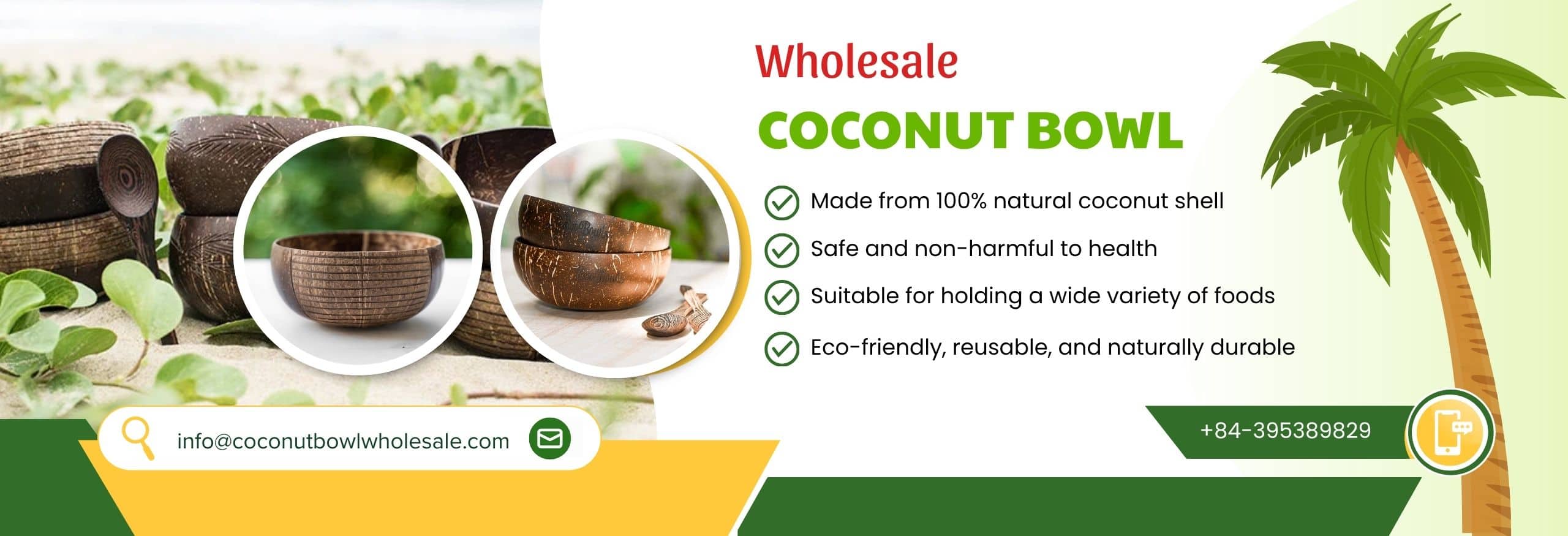 coconut bowl wholesale, bulk, coconut bowls, manufacture, supplier, Vietnam