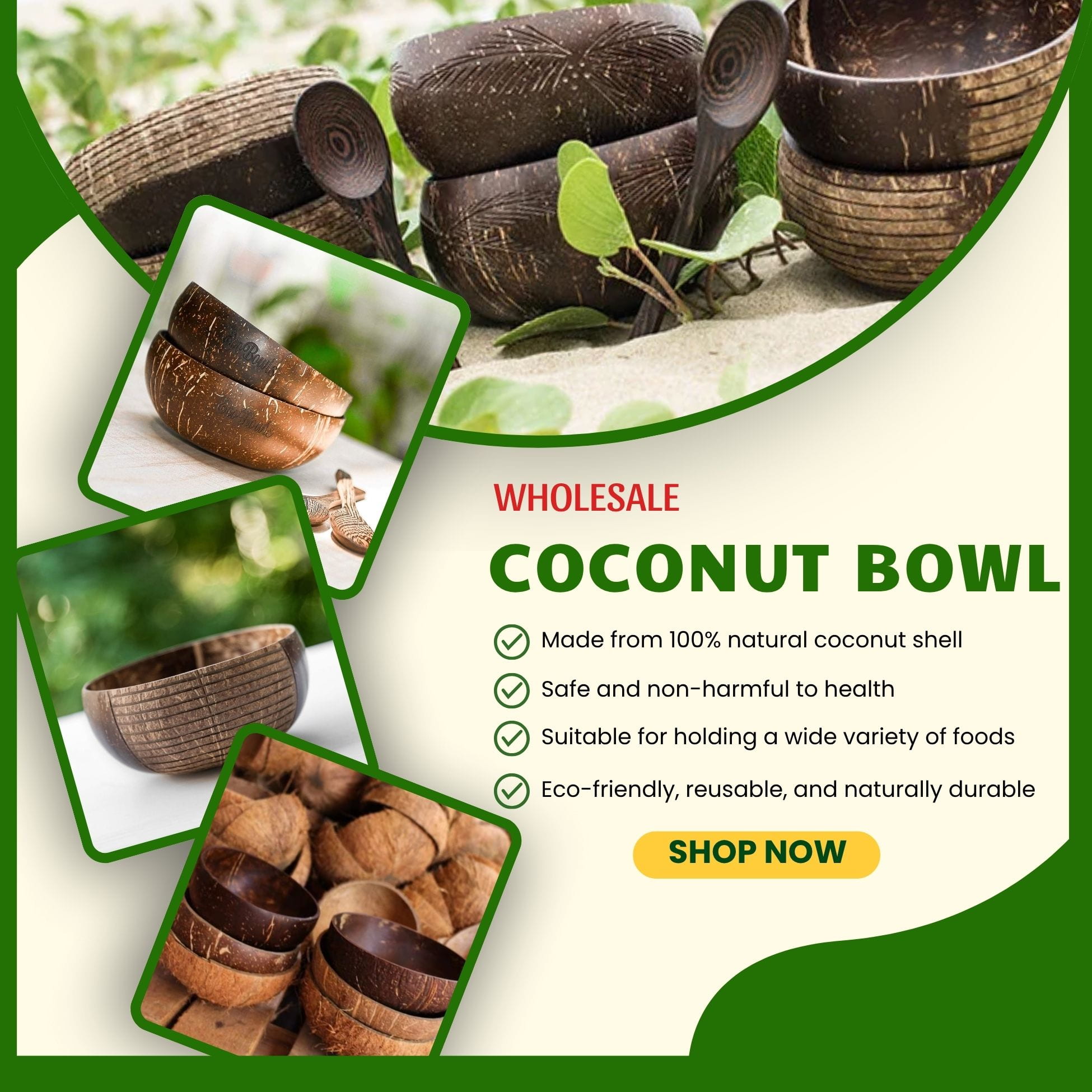 coconut bowl wholesale, bulk, coconut bowls, manufacture, supplier, Vietnam