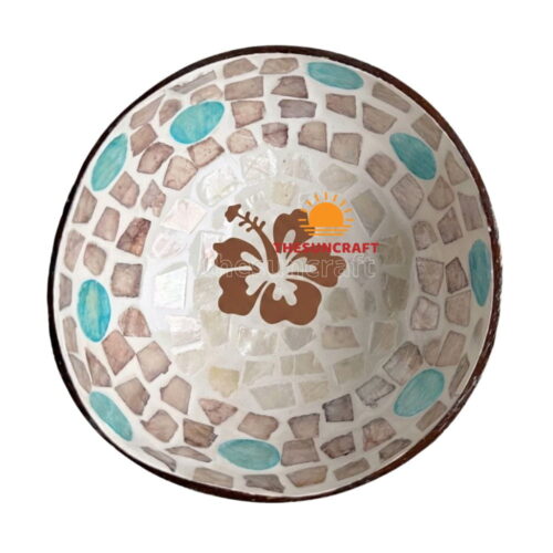 Handcrafted Mauritius Mother Of Pearl Hibiscus Coconut Bowl Wholesale