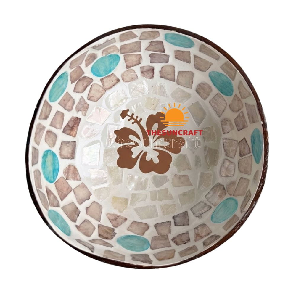 Handcrafted Mauritius Mother Of Pearl Hibiscus Coconut Bowl Wholesale