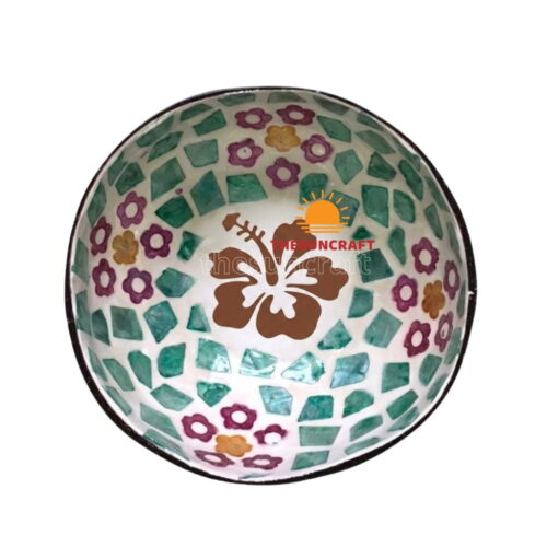 Mauritius coconut bowls with hibiscus flower wholesale