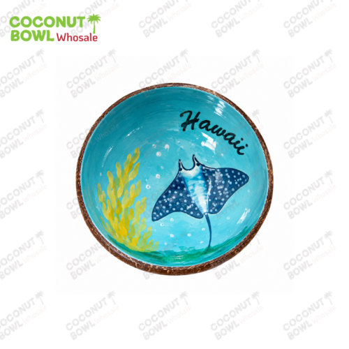 Custom Hawaii Design Lacquered Coconut Bowls Wholesale (CBW-0322)