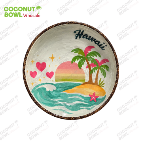 Hawaii Lacquered Coconut Bowls for Gift Stores (CBW-0326)
