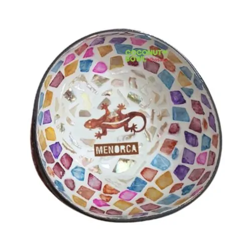 salamander coconut bowl with seashell inlaid, wholesale, bulk