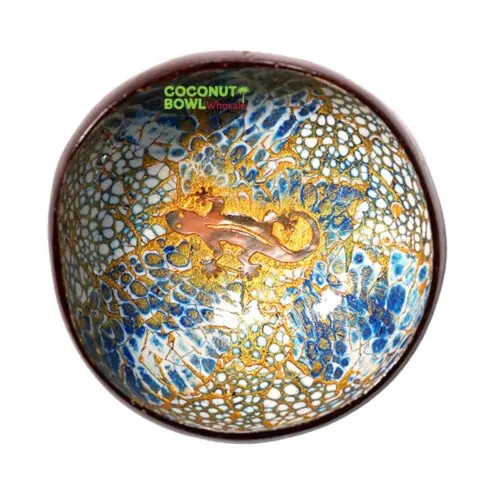 salamander design mosaic coconut bowl, wholesale, bulk